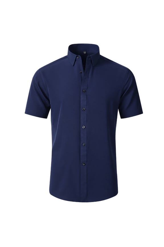 Short Sleeve Dress Shirts for Mens Summer Stretch Button Shirt Men's Non-iron Anti-Wrinkle Business Blouses Tops Size 38-46