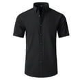 thumbnail image 1 of Flmei Short Sleeve Dress Shirts for Mens Summer Stretch Button Shirt Men's Non-iron Anti-Wrinkle Business Blouses Tops Size 38-46, 1 of 9