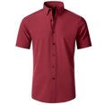 thumbnail image 1 of Flmei Short Sleeve Dress Shirts for Mens Summer Stretch Button Shirt Men's Non-iron Anti-Wrinkle Business Blouses Tops Size 38-46, 1 of 9