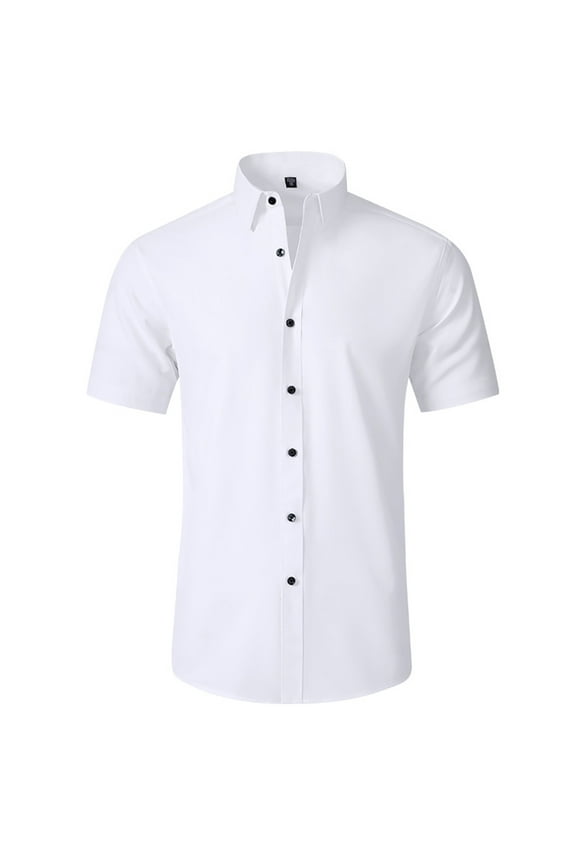 Short Sleeve Dress Shirts for Mens Summer Stretch Button Shirt Men's Non-iron Anti-Wrinkle Business Blouses Tops Size 38-46