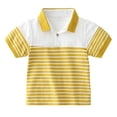 thumbnail image 1 of Flmei Toddler Kids Boys Summer Striped T Shirts for Kids Lapel Short Sleeve Shirt Baby Cotton Tee Shirt Tops Clothes for Boys 2-7T, 1 of 9