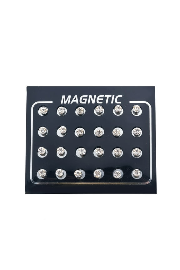 Hevirgo 12Pairs/Set Unisex Rhinestone Inlaid Magnetic Stud Earrings Non Piercing Jewelry