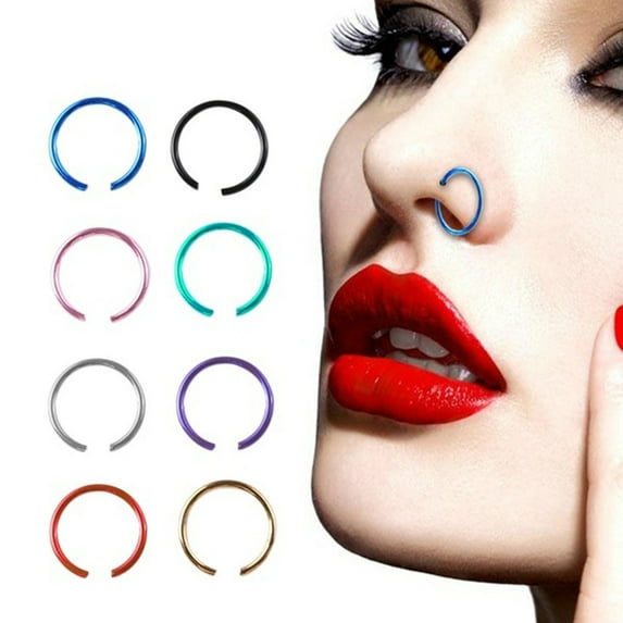 Hevirgo 4 Boxs 160Pcs Punk Unisex Opening Circle Nose Ring Body Piercing Jewelry Gift