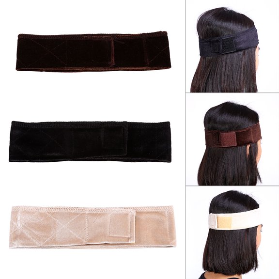 Flmtop 4Pcs Women Flexible Velvet Wig Scarf Headband Adjustable Fastener Hair Band
