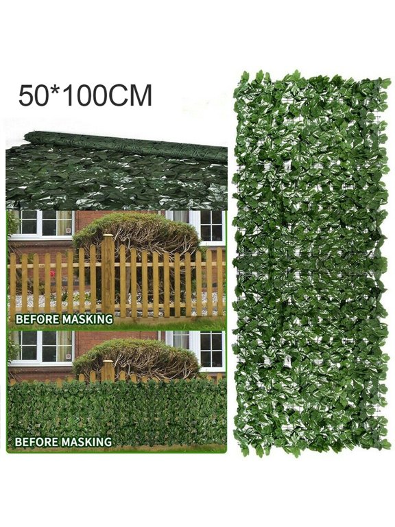 50x100cm Artificial Leaf Roll Privacy Screen Hedge Wall Fence Balcony Decor