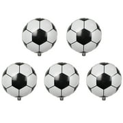Flmtop 5Pcs Round Foil Football Soccer Balloon Bar Birthday Supply Party Mall Decor Black + White