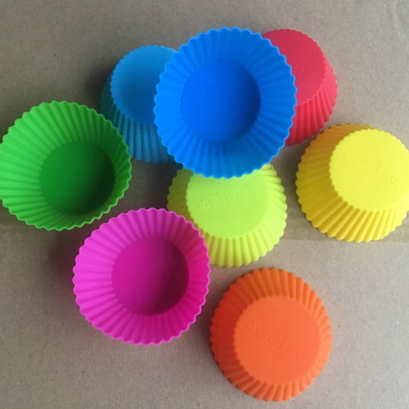 Hevirgo 6/12/24Pcs Silicone Muffin Molds Cupcake Dessert Baking Pans Liners Cups Tool