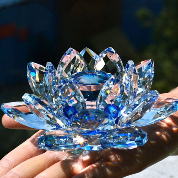 Hevirgo Artificial Quartz Crystal Lotus Flower Figurine Wedding Party Decor Souvenir