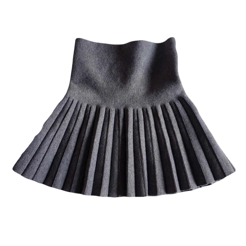 Flmtop Autumn Children School Girls Solid Color Knit High Waist 