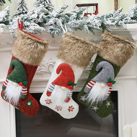 Hevirgo Christmas Gnome Stocking Gifts Candy Storage Bag Xmas Tree Hanging Ornament