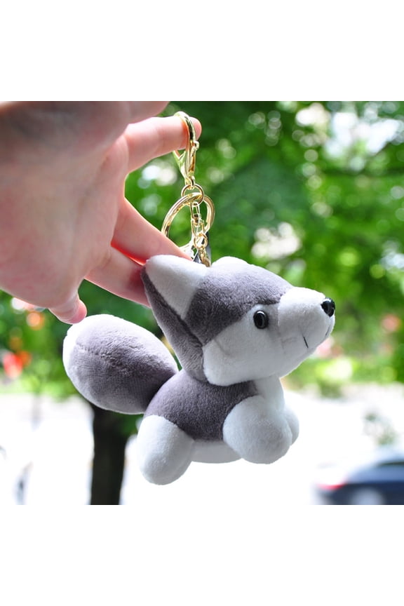 Cute Small Husky Dog Plush Doll Toy Keychain Keyring Pendant Bag Car Key Holder