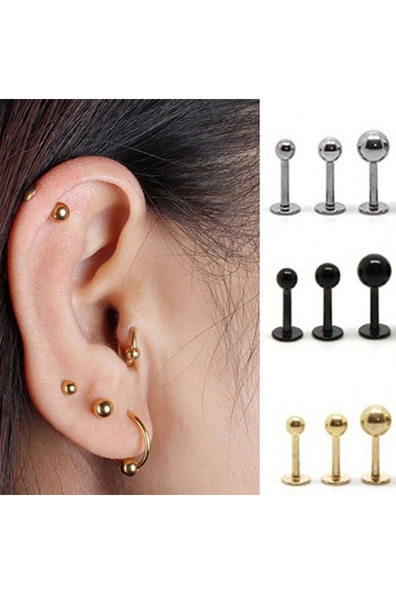 Ear Studs Simple Easy Matching Titanium Steel Barbell Shape Helix Tragus Women Earrings for Party