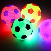 Flmtop Kids LED Light Bouncy Ball Flashing Soccer Glowing Football Squeaky Sound Toy