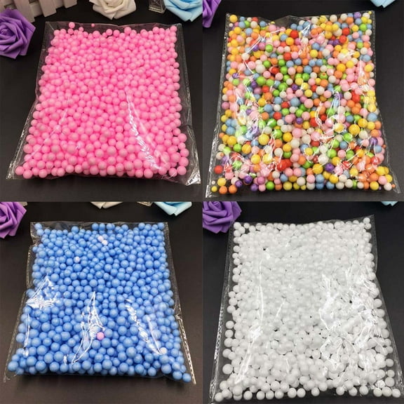 Flmtop Multicolor Polystyrene Styrofoam DIY Crafts Decorative Loose Mini Beads Balls Pink