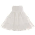 thumbnail image 1 of Flmtop Retro Women Solid Color Wedding Bridal Underskirt Crinoline Tutu Tulle Petticoat, 1 of 10