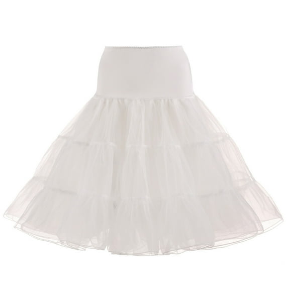 Flmtop Retro Women Solid Color Wedding Bridal Underskirt Crinoline Tutu Tulle Petticoat