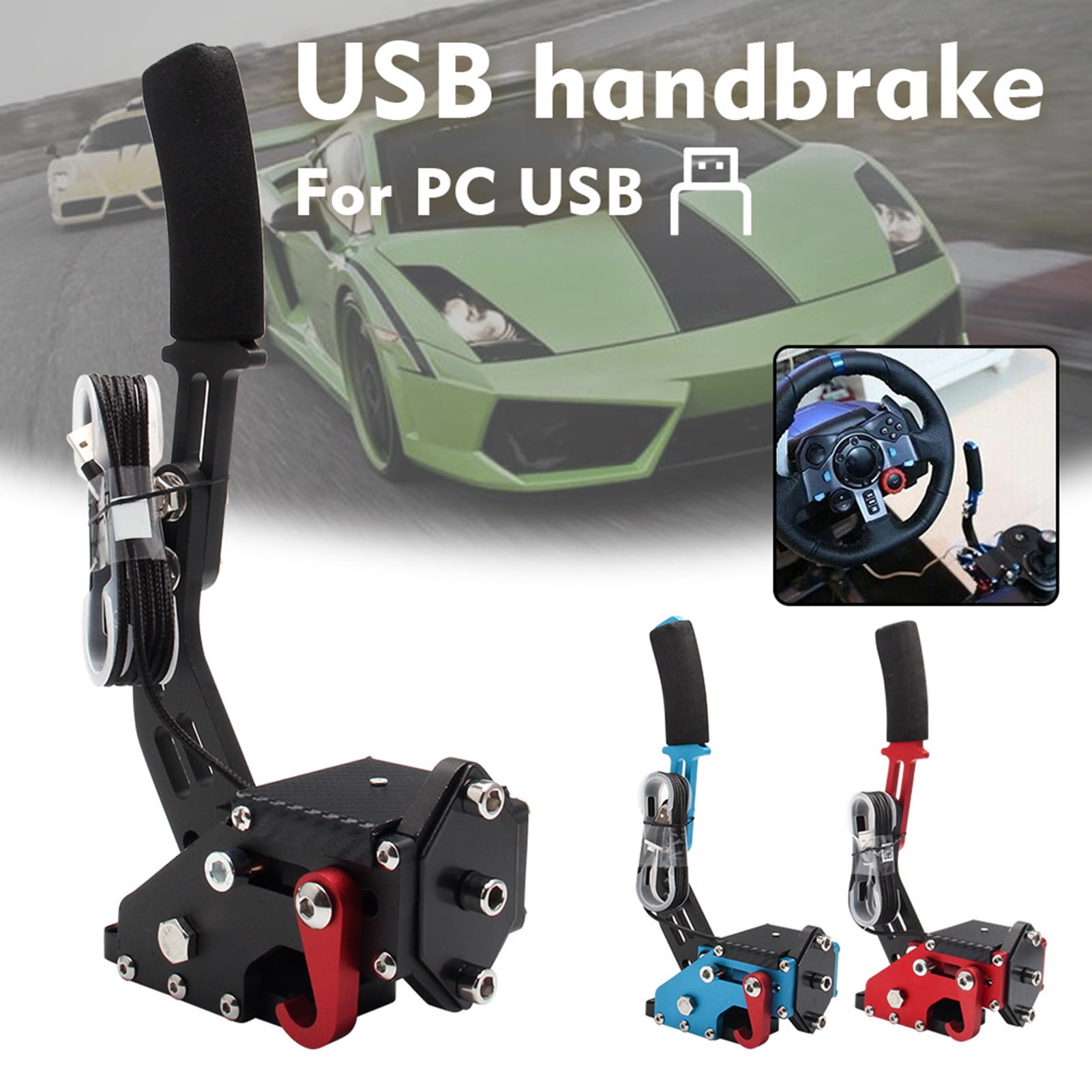 Buy USB Handbrake Universal 16 Bit Brake System PC SIM Linear Handbrake for  Logitech G27 G25 G29 T500 T300 FANATECOSW LFS Racing Games (Black) Online