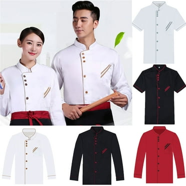Flmtop Unisex Short Long Sleeve Chef Jacket Coat Hotel Kitchen Service Uniform Workwear