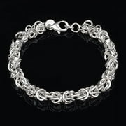 Flmtop Women's Fashion 925 Sterling Silver Bracelet Bangle Chain Banquet Jewelry Gift