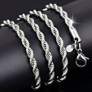 Flmtop Women's Men's 925 Sterling Silver Twist Chain Necklace Charm Fashion Jewelry