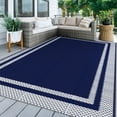 thumbnail image 1 of Flngr 5x8ft Outdoor Rug, Waterproof Reversible Patio Rugs, Outdoor Area Rug Foldable Plastic Camping Rugs for Outside RV, Patio,Picnic,Camper,Balcony,Porch (Blue &White), 1 of 12