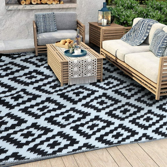 Flngr 8'x 10' Outdoor Rug, Outdoor Plastic Straw Rug, Waterproof Outdoor Patio Rug for Picnic,Camper,Balcony,Porch