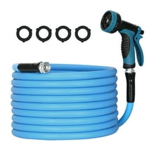 Flngr Garden Hose 25 ft x 5/8", Heavy Duty Water Hose,Easy to Coil, Solid Aluminum Fittings Blue
