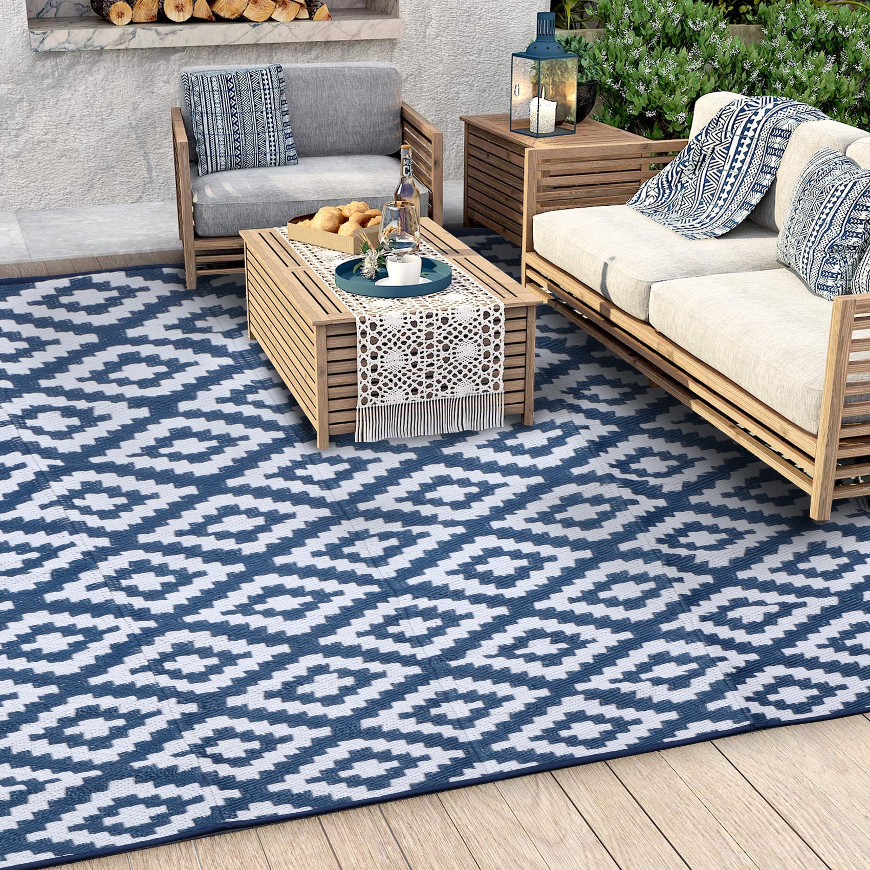 Flngr Outdoor Plastic Straw Rug,8'x 10' Outdoor Rug, Waterproof Outdoor