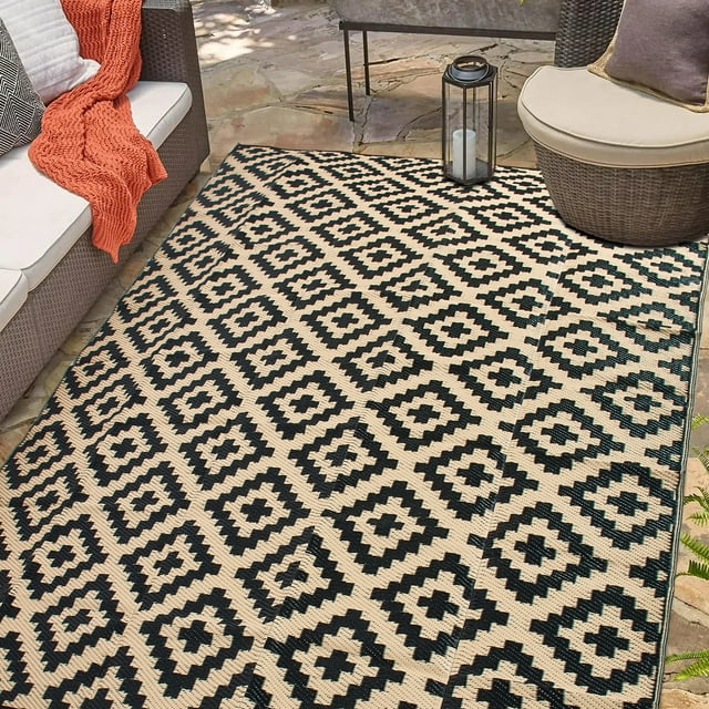 Flngr Outdoor Rug,6'x 9'Outdoor Plastic Straw Rug, Waterproof Outdoor Patio Rug for Picnic,Camper,Balcony,Porch