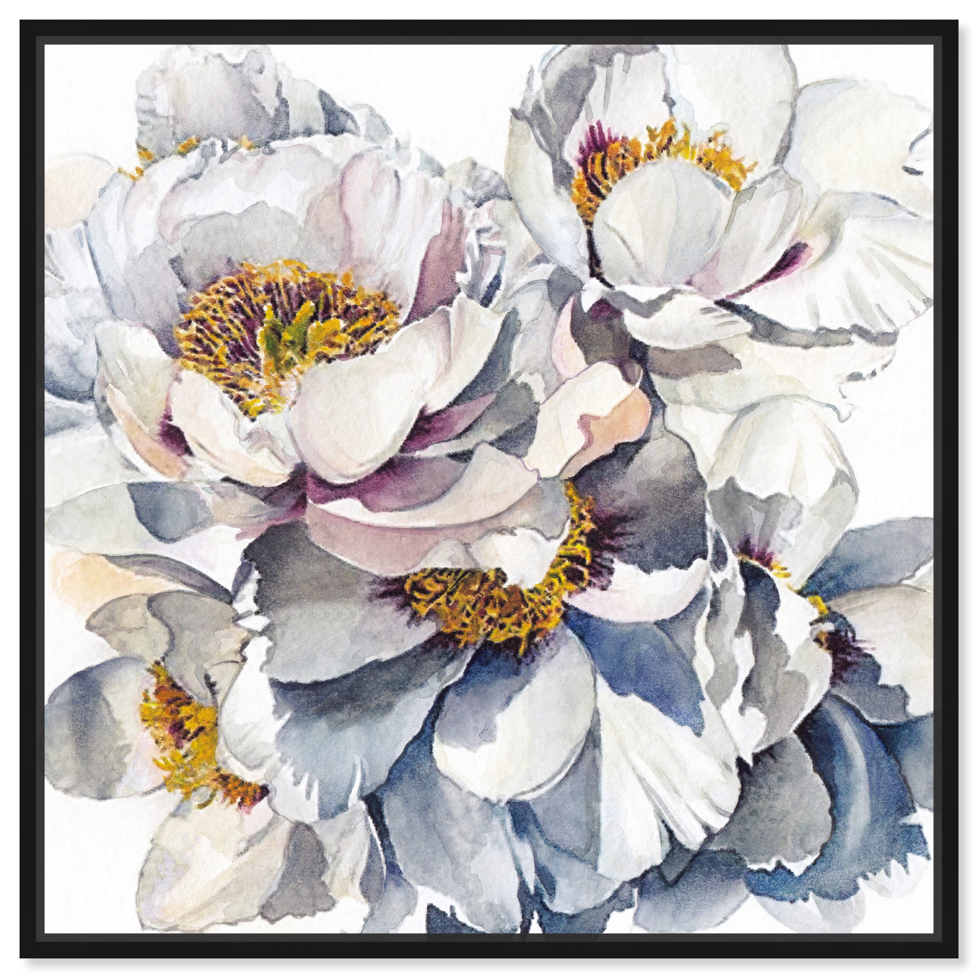 Flo Inspo Canvas Elegant White Gold Wall Art by Art Remedy, Black Frame ...