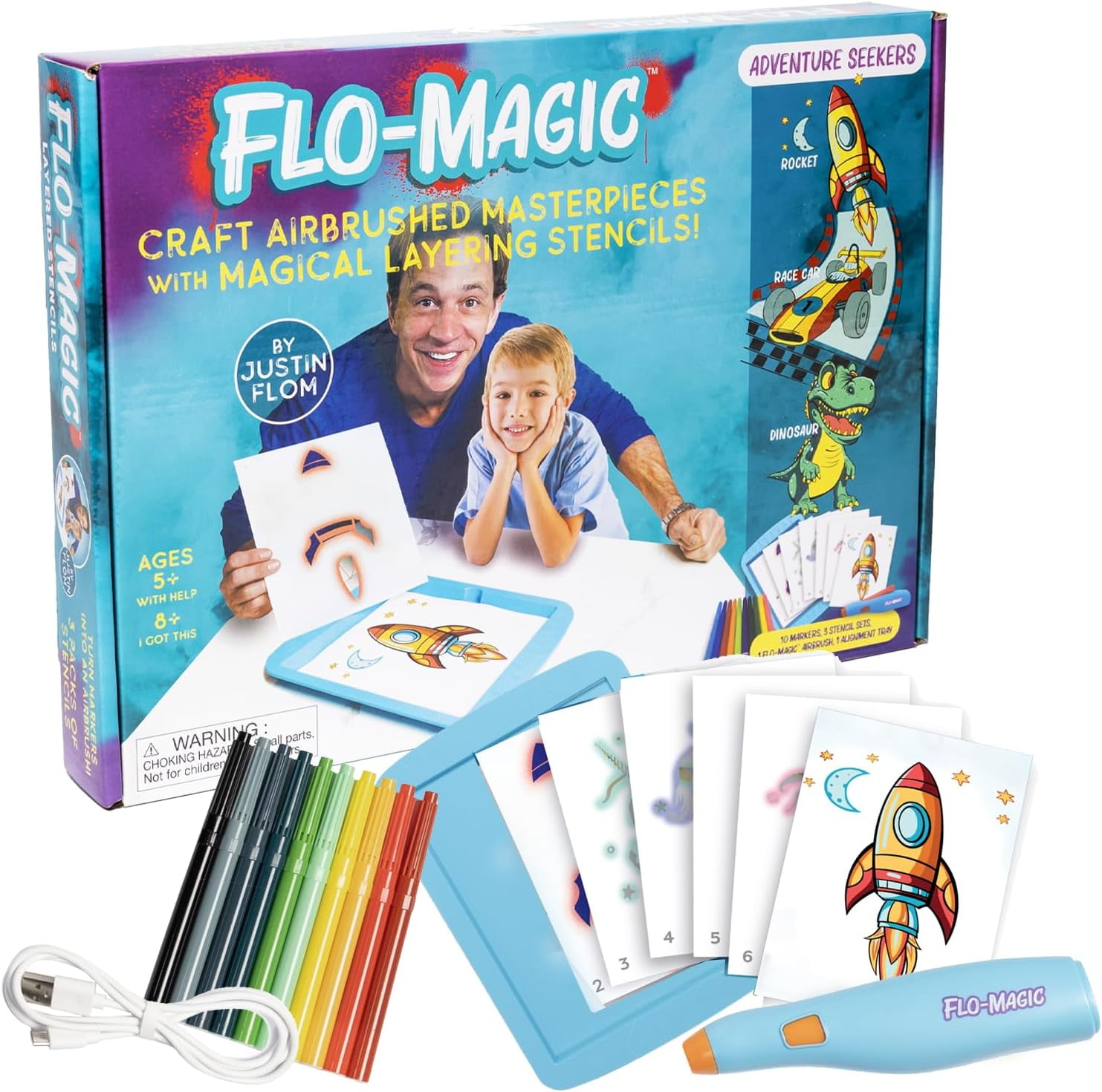 Flo-Magic, Craft Airburshed Masterpieces with Magical Layering Stencils, Adventure Seekers
