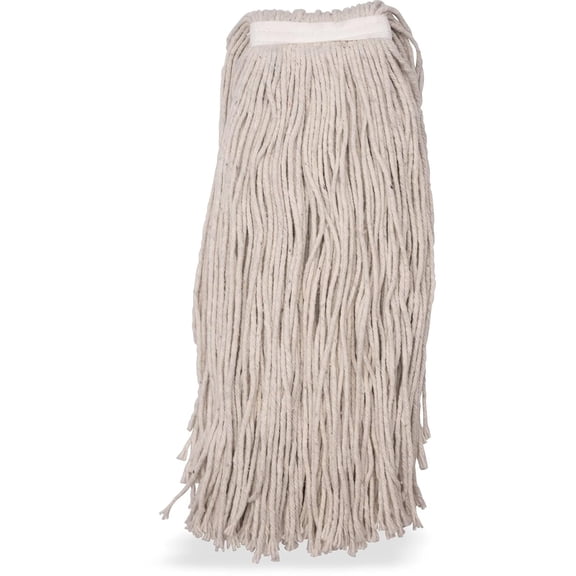 Flo-Pac Cotton Mop Head, Cut-End, Narrow Band with White Band for Organized Cleaning, 44 Inches, Tan (Pack of 3)