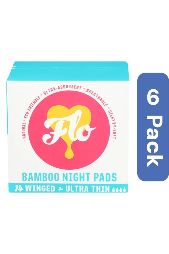 Pads Bamboo Night 14 Pack (Pack of 6)