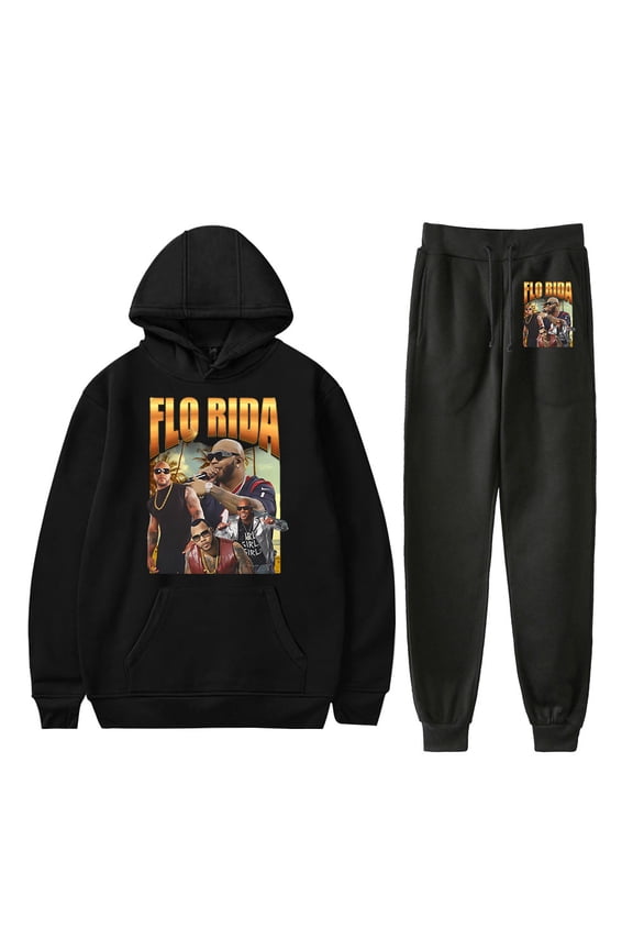 Flo Rida 2025 Tour Merch Hoodie and SWEATPANTS set pop print Unisex Casual Street Clothing