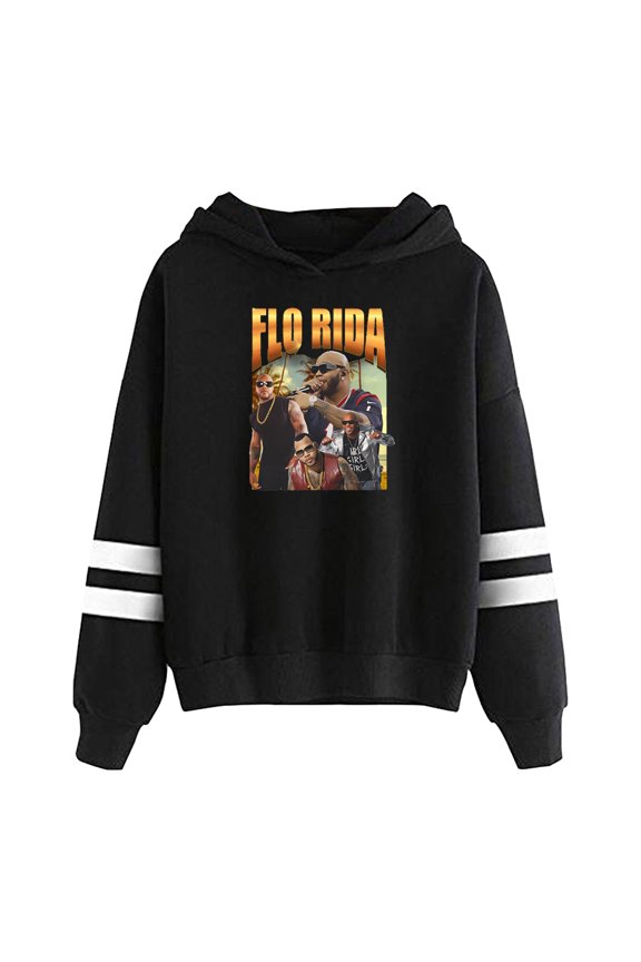 Flo Rida Vintage Hoodie Pocketless Parallel Bars Sleeve Streetwear Women Men Hooded Sweatshirt