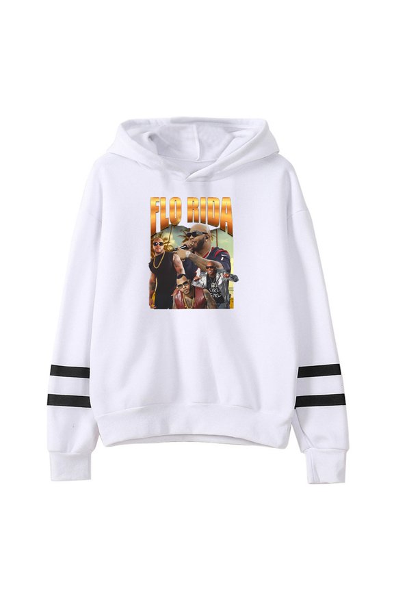 Flo Rida Vintage Hoodie Pocketless Parallel Bars Sleeve Streetwear Women Men Hooded Sweatshirt