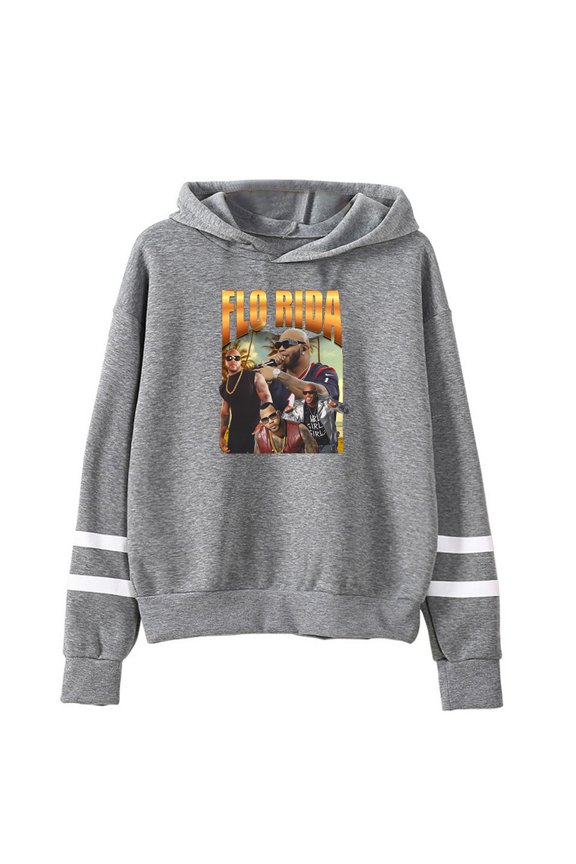 Flo Rida Vintage Hoodie Pocketless Parallel Bars Sleeve Streetwear Women Men Hooded Sweatshirt