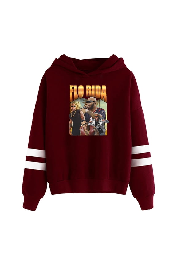 Flo Rida Vintage Hoodie Pocketless Parallel Bars Sleeve Streetwear Women Men Hooded Sweatshirt
