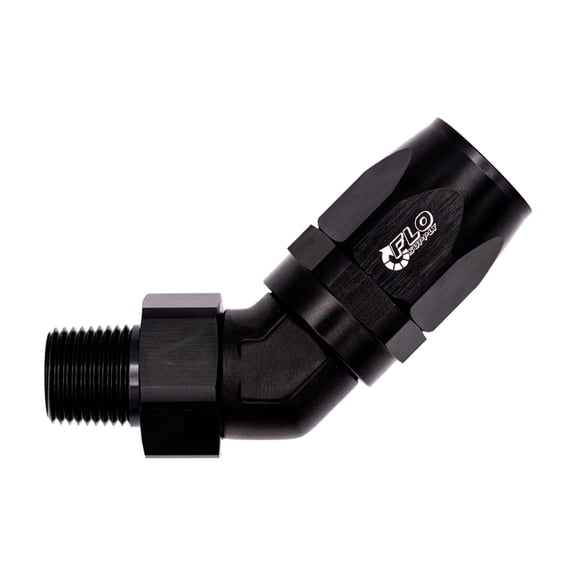 Flo Supply 1/2" NPT To 8AN EZ Connect Forged 45 Degree Swivel Forged Hose End