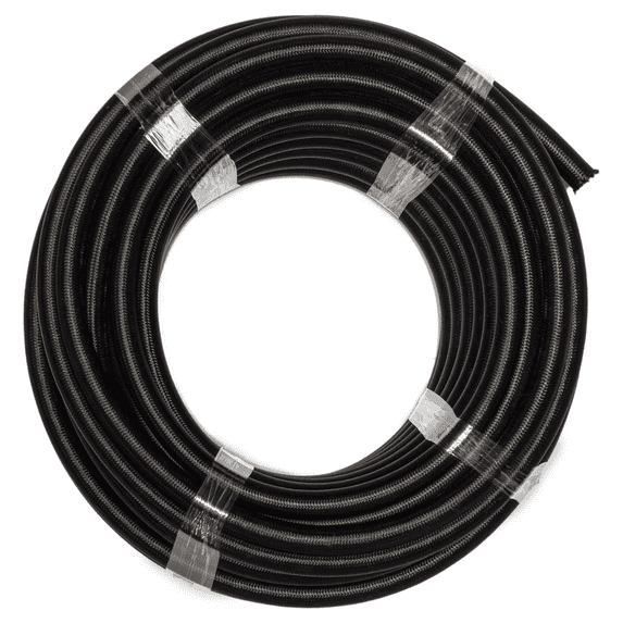Flo Supply 10AN Black Nylon Covered Stainless Steel Braided Hose - Synthetic Rubber Liner - 6 Ft.