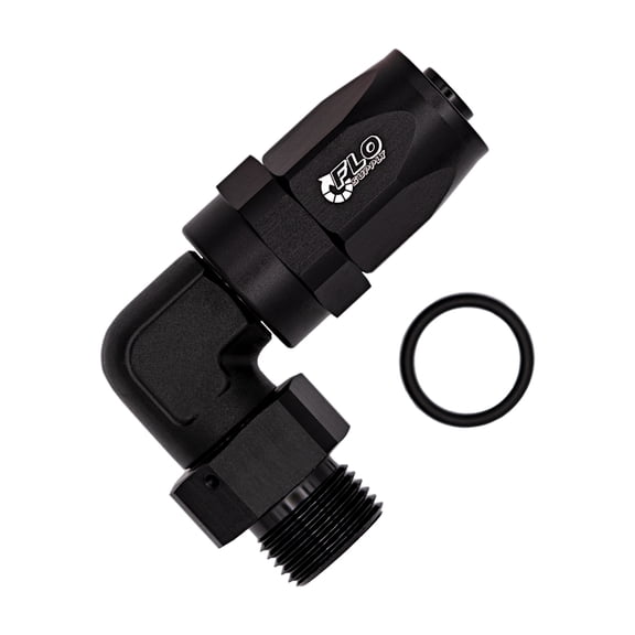 Flo Supply 8AN ORB To 8AN EZ Connect Forged 90 Degree Swivel Forged Hose End