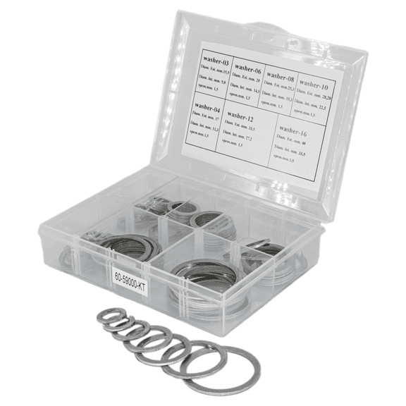 Flo Supply Aluminum Washer Set - 10 each of 3AN, 4AN, 6AN, 8AN, 10AN, 12AN, 16AN