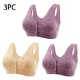 thumbnail image 1 of FloHua Bras for Women Plus Size Bralettes for Women Plus 3 Pack Women Front Buckle For Middle-Aged And Elderly Underwear Soft Cotton Oversized Tank Top Without Steel Ring Printed Bra, 1 of 6