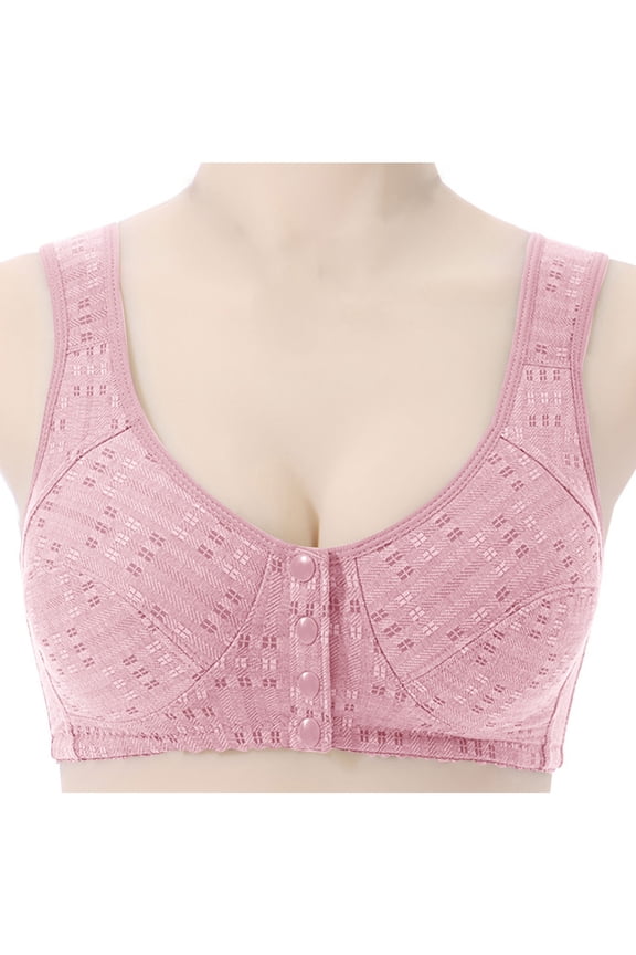Bras for Women Plus Size Bralettes for Women with Support Ladies Traceless Comfortable No Steel Ring Breathable Gathering Front Opening Buckle Bra Woman Underwear