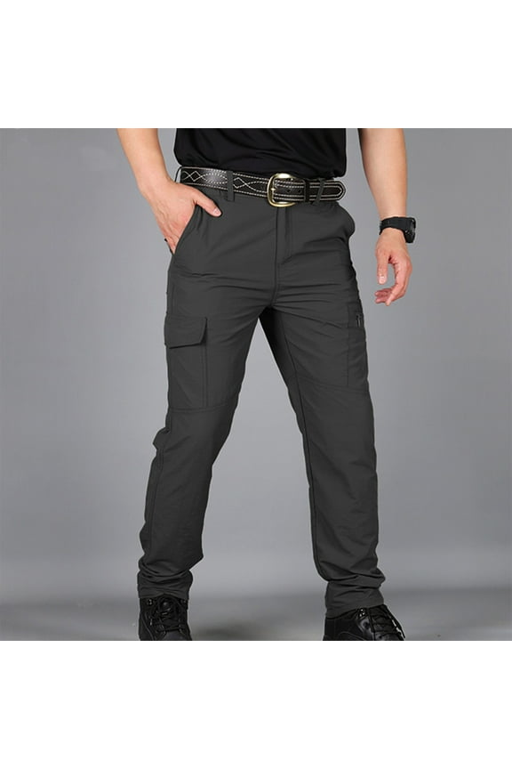 Cargo Pants for Men Black Men's Pants Plain with Pockets Button Men Sports Trousers Pants