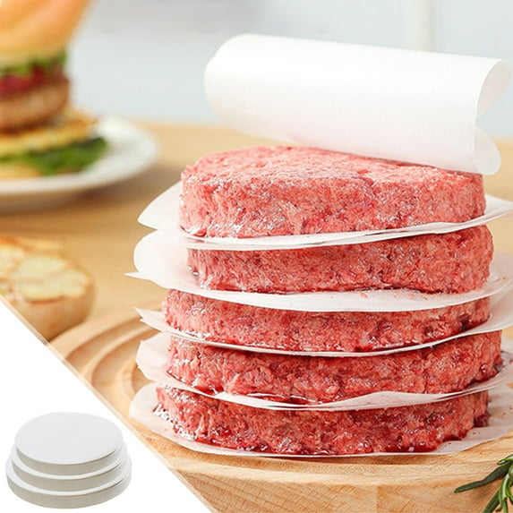 FloHua Christmas 100PCS Thickened Hamburger Beef Patties With Oil Separating Paper Non Stick Oil Separating Paper Non Stick Meat Patty Pad Paper And Meat Separating Paper(13CM)