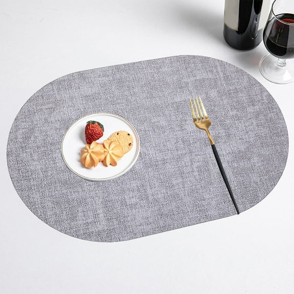 FloHua Christmas Oval Cloth Grain Leather Placemats Oil Proof Western Food Heat Insulation Mat Home Mats Valentine's Day Gifts