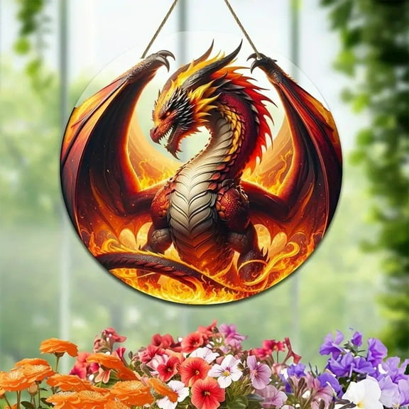 FloHua Christmas Decorations Indoor Dragon Printed Christmas Ornament Round Porcelain Christmas Ornaments Christmas Tree Decorations For Home Holidays Home Decor