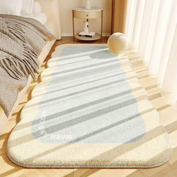 FloHua Christmas Gifts Lazy Wind Carpet Plush Skin-friendly Bedroom Bedside Blanket Strip Stain Window Carpet Tatami Mat(40*120cm)