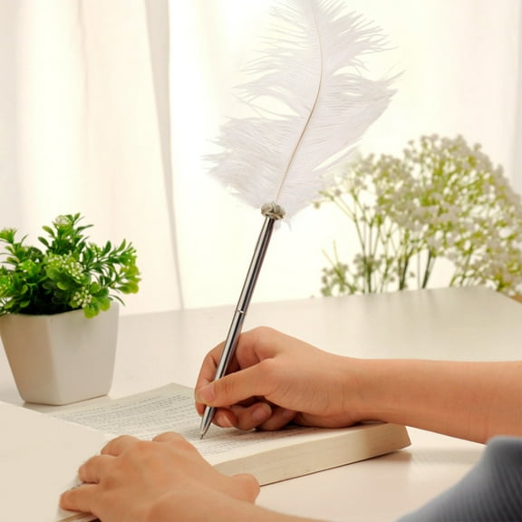 FloHua Colorful Feather Quill Pen - Elegant Writing Tool for Weddings, Birthdays & Business Events, Unique Gift Idea, Includes Ink Cartridge